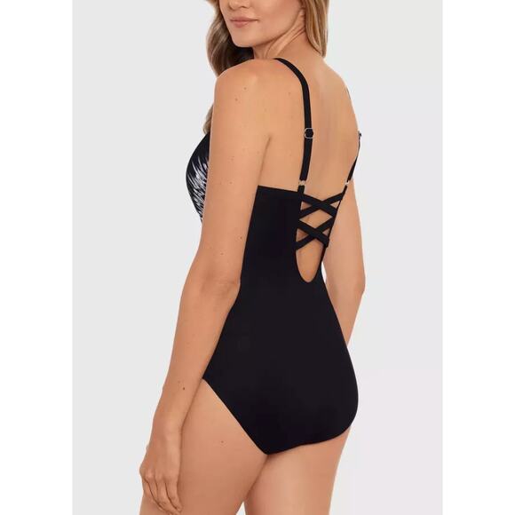 Miraclesuit Temptation Underwire One-Piece Swimsuit Size 12 Womens Black - Picture 3 of 16
